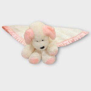My Banky Dottie Dog Security Blanket Baby Lovey Pink White Plush 15"